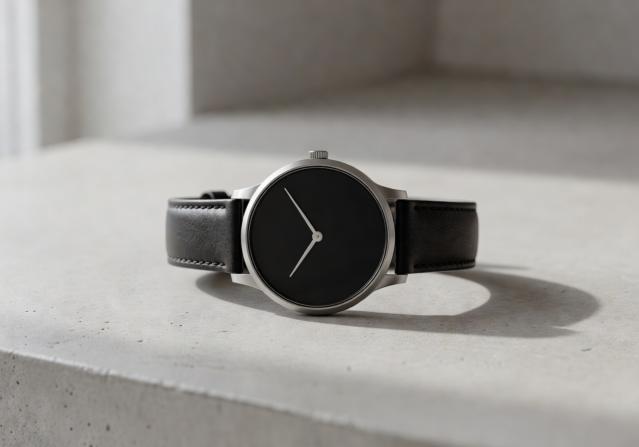 Oslo Heritage Minimal Black Leather Watch
